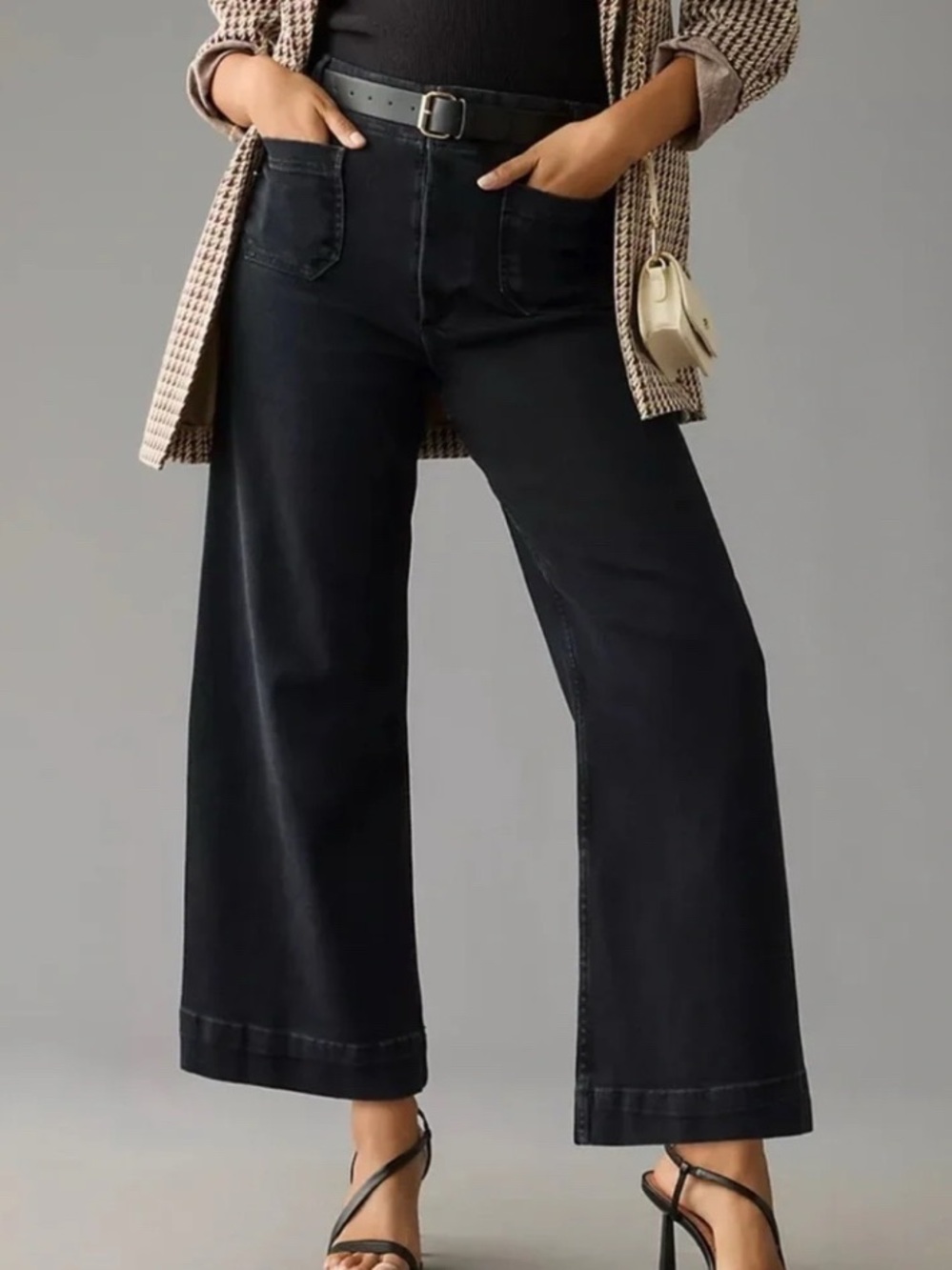 Maeve Size 29 The Colette Jeans Black Wide Leg Cropped
